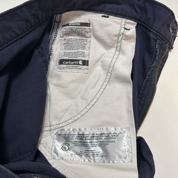 Carhartt Blue Dungaree Fit Flame Resistant Utility Cargo Work Pants Size 38x32 - Picture 14 of 14